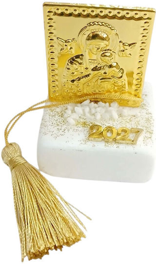 Kalliopi Silver Tabletop New Year's Lucky Charm Gold Stone 2027 5x8cm