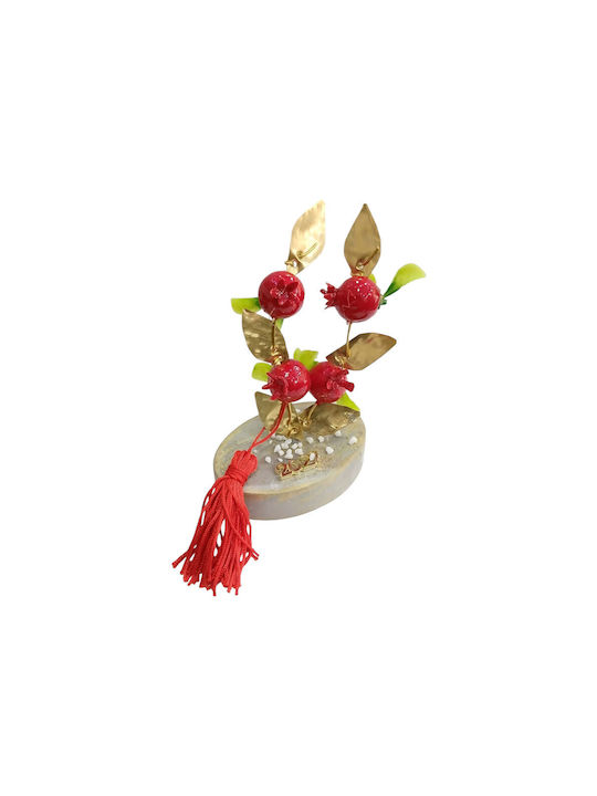 Kalliopi Silver Tabletop New Year's Lucky Charm Pomegranate Grey Stone 2027 6x8cm
