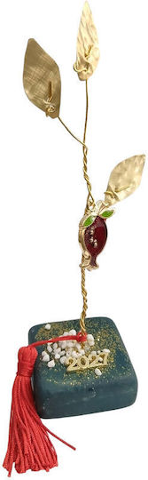 Kalliopi Silver Tabletop New Year's Lucky Charm Green Pomegranate Made of Stone 2027 5x5cm