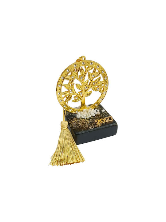 Kalliopi Silver Handmade Tabletop New Year's Lucky Charm Little Black Tree Made of Stone 2027 5x9cm