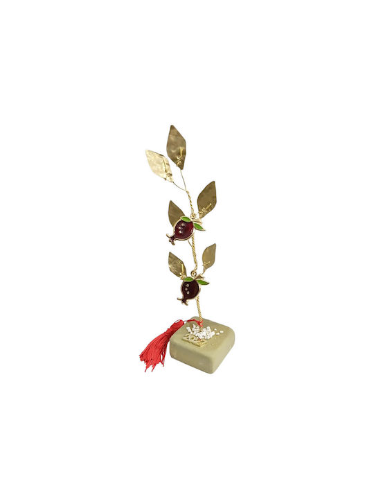 Kalliopi Silver Tabletop New Year's Lucky Charm Green Pomegranate Stone 2027 5x5cm