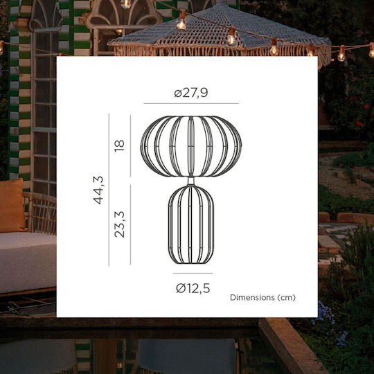 NewGarden Tabletop Solar Light 200lm with Warm White Light 3000K 27.9x27.9x44.3cm