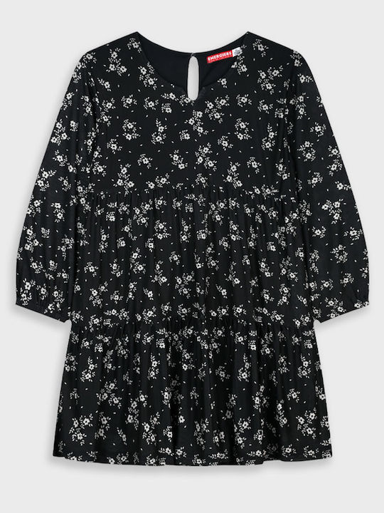 Rochie pentru Copii Mânecă lungă Din tul Floral Black