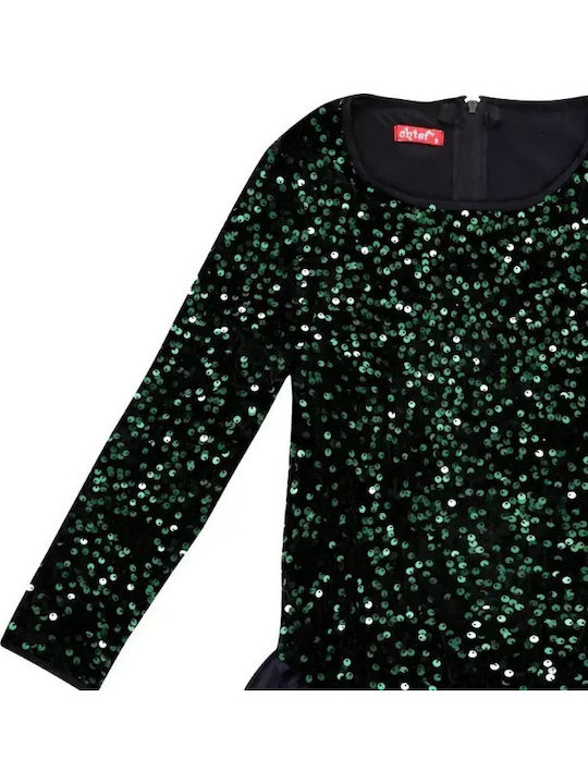 Mädchenkleid Langärmelig mit Pailletten Grün 4205001.2006K