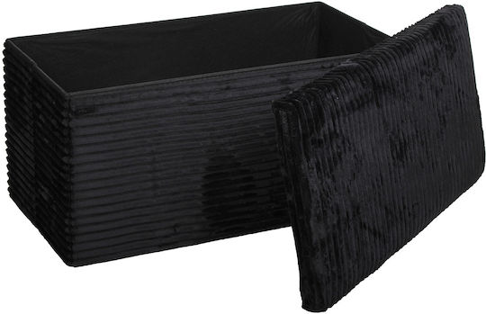 Bench Stool Bed Collapsible With Storage Space Upholstered With Black Fabric 76x38x38cm