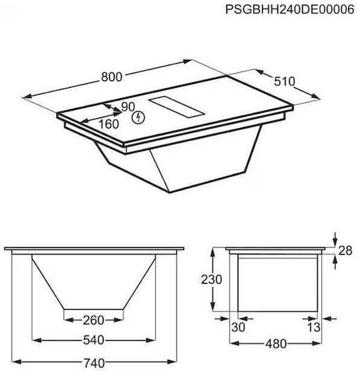 AEG Induktions Kochfeld Autonom mit Kapuze & Sperrmodus 80x51cm