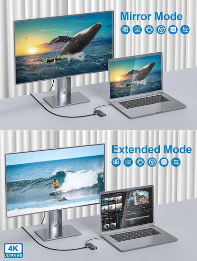 Dahua USB-C Docking Station with HDMI 4K PD Ethernet Grey (da11in1)