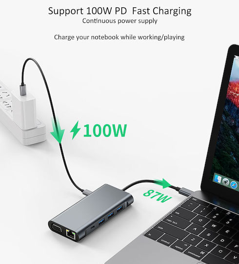 Dahua USB-C Docking Station with HDMI 4K PD Ethernet Grey (da11in1)