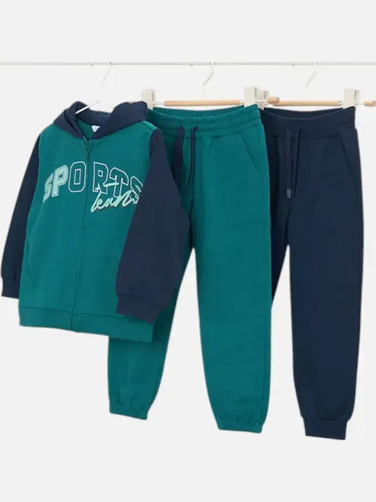 Kids Sweatpants Set With Jacket Turquoise 3 Pieces