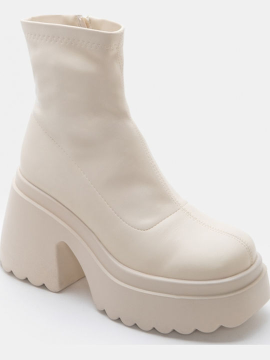 Suede Women's Ankle Boots Beige