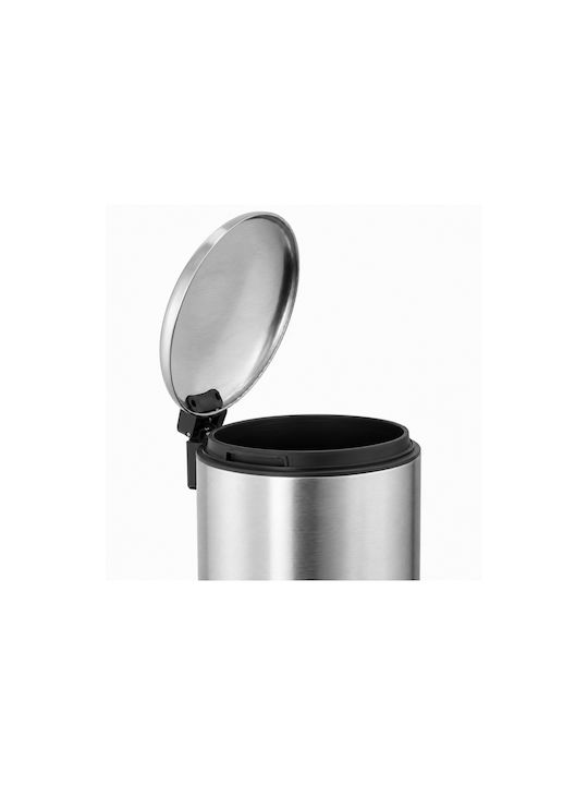 Eko Metallic Push Silver Waste Bin 20lt