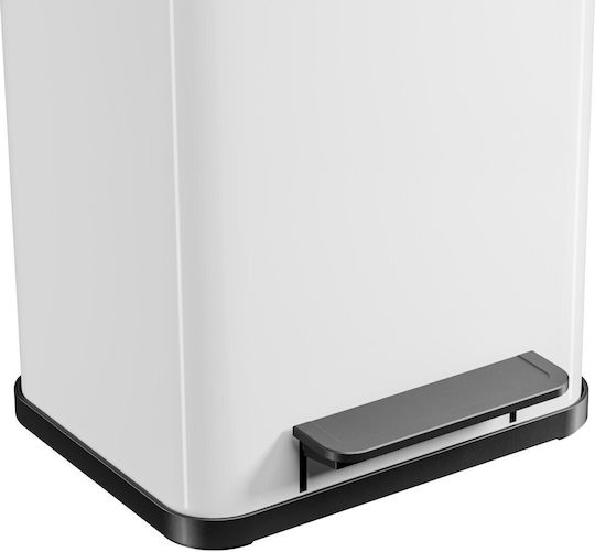 Hailo Recycling Bin from Stainless Steel with Pedal White 18lt