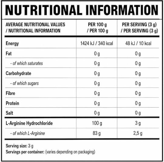 Inlead Nutrition Arginine 500gr 200ml Unflavored