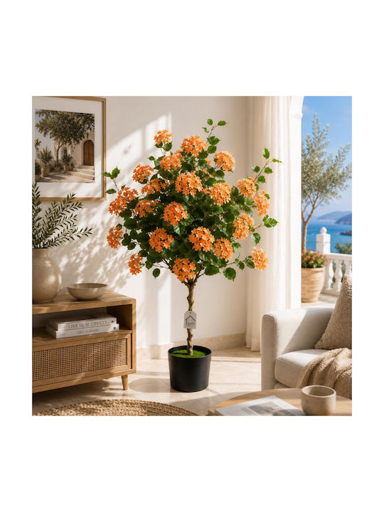 Hortensia Artificială Portocalie Plantă În Ghiveci 140cm 88325-3