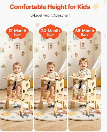 Learning Tower Made of Beige Wood Vevor