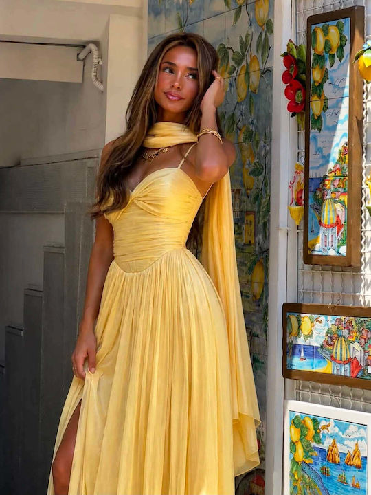 Sommer Maxi Abend Damenkleid Slip Dress Wickel mit Masche Luftig