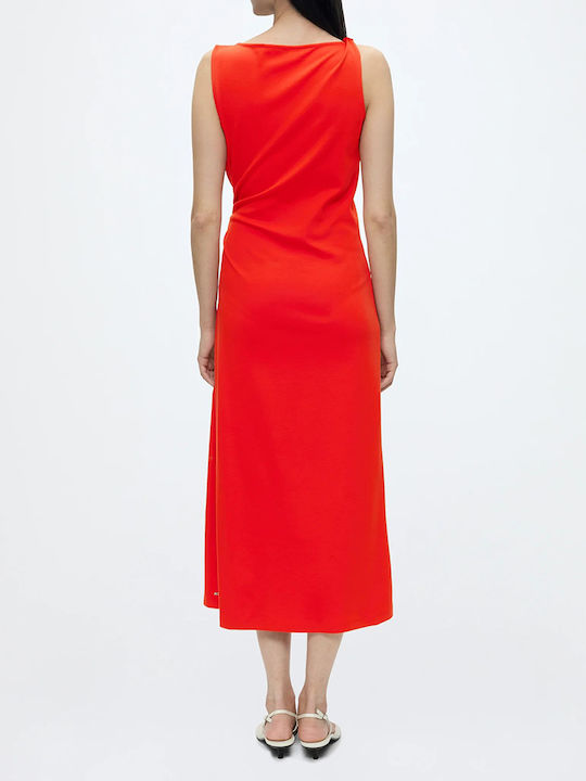 Summer Midi Evening Dress Red