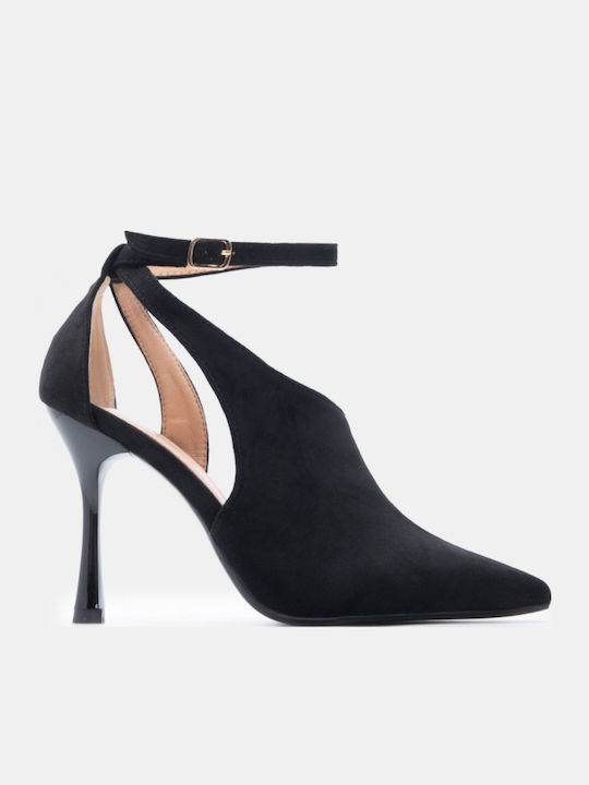 Spitze Zehen Pumps mit Riemen & Hochhackigen Schwarz