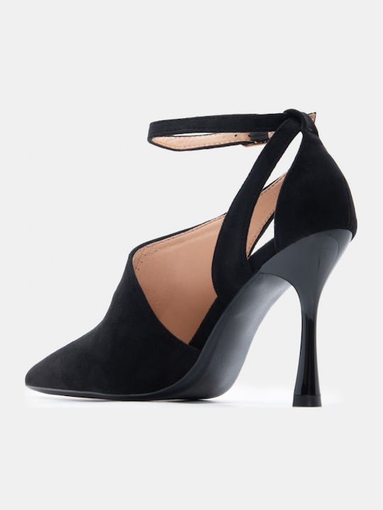 Spitze Zehen Pumps mit Riemen & Hochhackigen Schwarz
