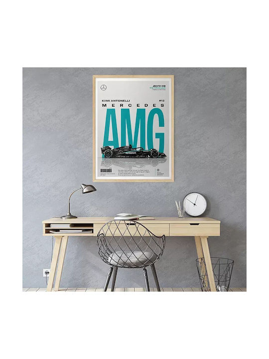 Poster Formula1 Kimi Antonelli Mercedes-amg F080 21cm X 30cm Premium Black Wooden Frame-71716pd158850f55323
