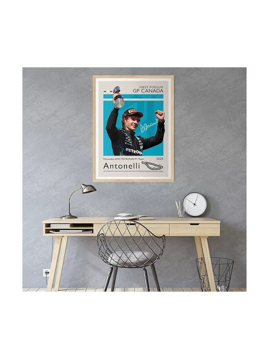 Poster Formula1 Kimi Antonelli F071 30cm x 40cm Schwarzer Holzrahmen-71707pd158788f55321