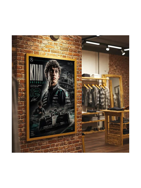 Poster Formula1 Kimi Antonelli F074 50cm X 70cm Λευκή Ξύλινη Κορνίζα-71709pd158803f55310
