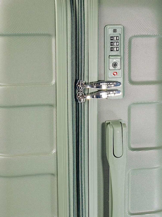 Beverly Hills Polo Club Medium Hard Green Travel Suitcase Height 65cm
