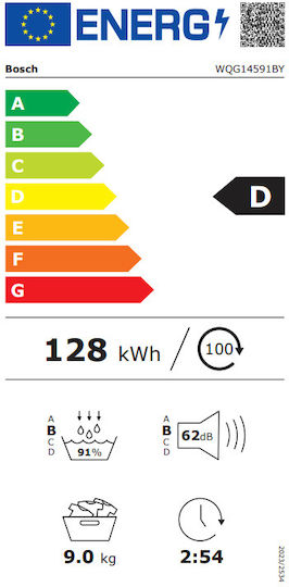 Bosch WQG14591BY Στεγνωτήριο 9kg με Αντλία Θερμότητας