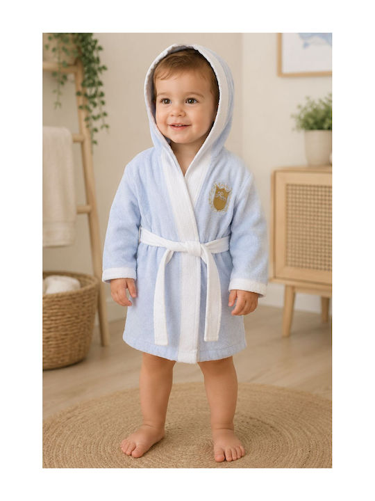 Minilori Baby Kids Bathrobe Light Blue with Hood