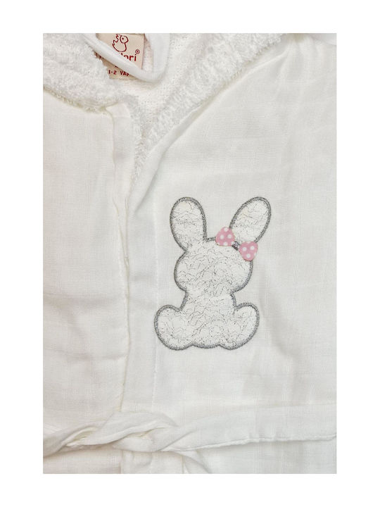 Minilori Baby Kids Bathrobe White with Hood