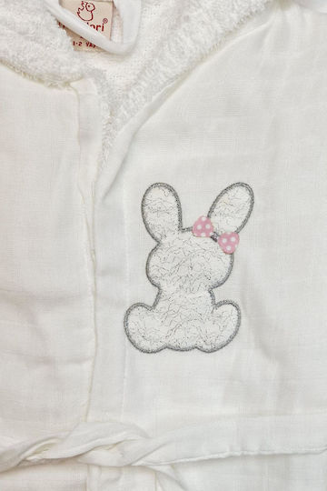 Minilori Baby Kids Bathrobe White with Hood