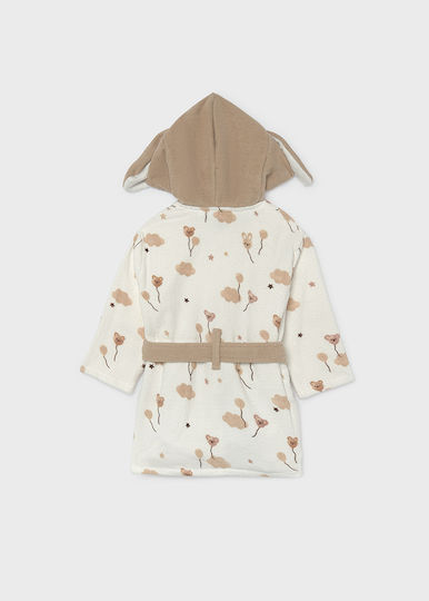 Mayoral Kids Bathrobe Ecru Hooded