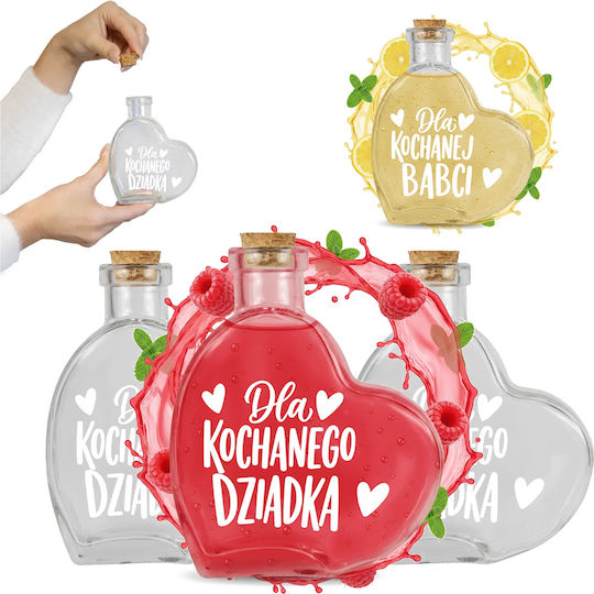 Γυάλινο Μπουκάλι Heart 250ml Δώρο Ημέρα Παππούδων Λικέρ Κρασί