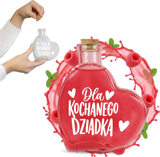 Γυάλινο Μπουκάλι Heart 250ml Δώρο Ημέρα Παππούδων Λικέρ Κρασί