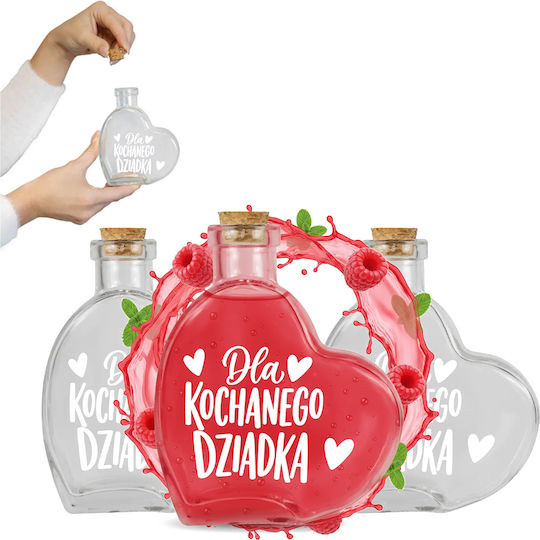 Γυάλινο Μπουκάλι Heart 250ml Δώρο Ημέρα Παππούδων Λικέρ Κρασί