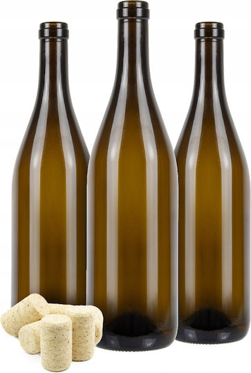 10x Μπορντο Γυάλινες Φιάλες Κρασιού 0,75l Φελλό