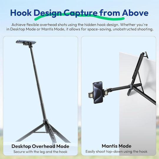 Selfie Stick Tripod 1.44m Magsafe Magnet Phone Smartphone + Remote Tt88 Black