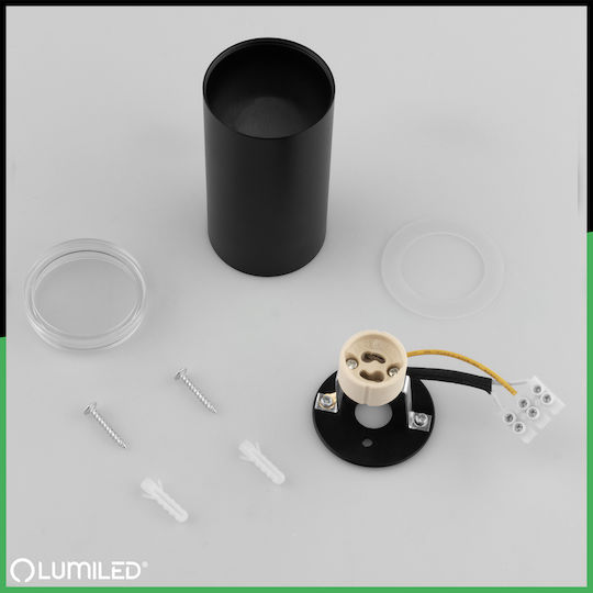 Φωτιστικό Οροφής Led Σποτ Σωλήνας Gu10 Ip44 Adero Μαύρο Lumiled