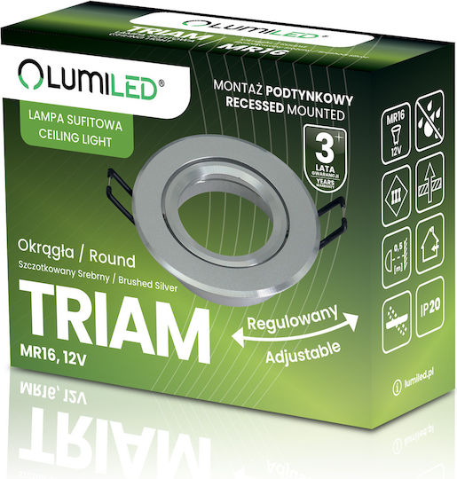 Decken- und Wandleuchte Halogen Einbauspot Rund Beweglich Gu10 Mr16 Silber Triam Lumiled