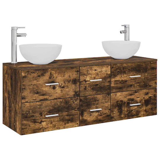 vidaXL Badezimmer Waschtisch-Einheit M49.5xB35xH63cm Braun Rauchholz