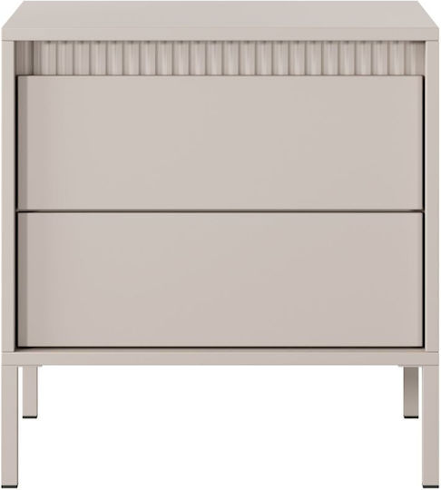 Noptieră Din Lemn Cu Picioare Metalice Bej 53.5x39.5x56.2cm