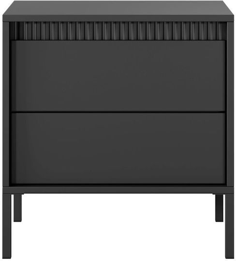 Нощно Шкафче Дървено с Метални Крака Сиво 53.5x56.2x39.5cm Нощно Шкафче Дървено с Метални Крака Сиво 53.5x56.2x39.5cm