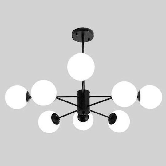Abajur Candelabru Mat Negru 8xe27 4+4 Bk