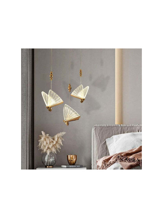 Led Luxury Chandelier 3 Golden Butterflies