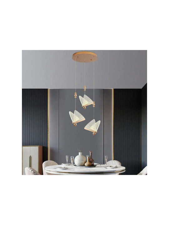 Led Luxury Chandelier 3 Golden Butterflies