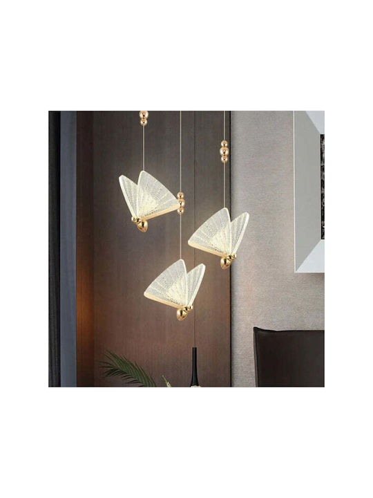 Led Luxury Chandelier 3 Golden Butterflies