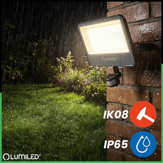 Προβολέας Led Trinox 100w 11000lm Cct Ip65 Γκρι Αισθητήρας Κίνησης Λυκόφωτος Lumiled