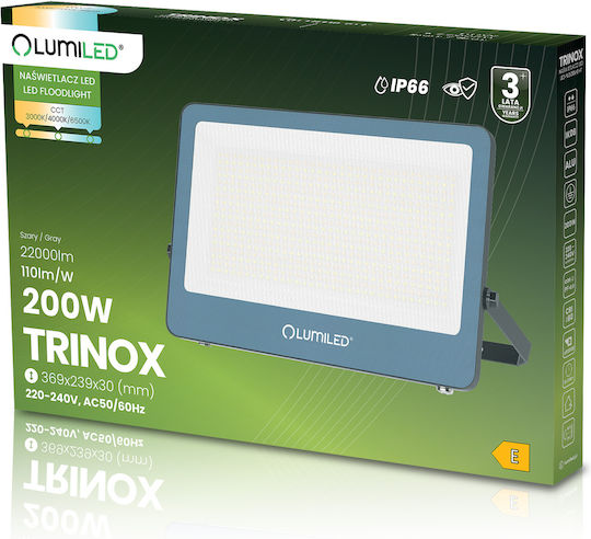 LED Flood Light Trinox 200W 22000lm CCT IP66 Grey Lumiled