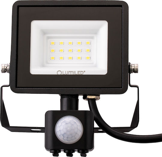 LED Flutlichter Zuna2 10W 900lm 6500K Ip44 Schwarzer Bewegungssensor Lumiled
