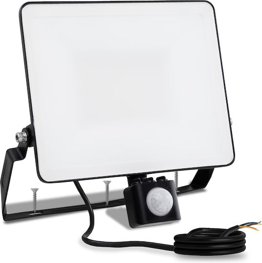 LED Flood Light Azzler 50W 6000lm 4000K IP44 Outdoor Halogen Lamp Motion Sensor Black Lumiled